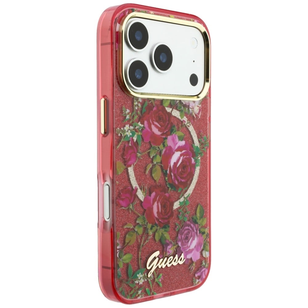 Guess IML Glitter Blossom Roses - θήκη για Apple iPhone 18 Pro Max / 17 Pro Max - Κόκκινο - Image 4