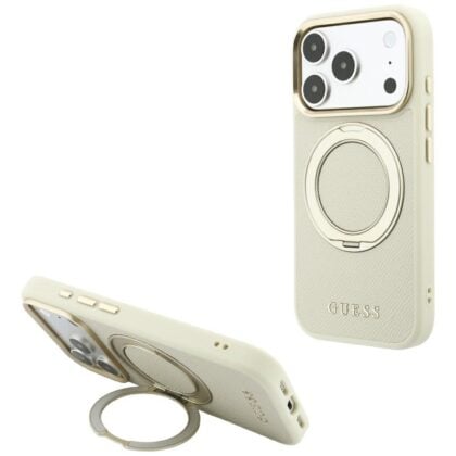 Guess Grained Classic Logo MagSafe - θήκη για Apple iPhone 18 Pro / 17 Pro - Μπεζ