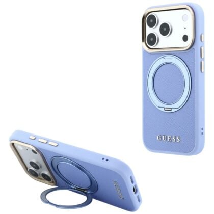 Guess Grained Classic Logo MagSafe - θήκη για Apple iPhone 18 Pro / 17 Pro - Μπλε