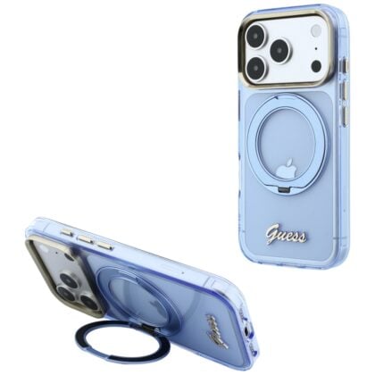 Guess IML Ring Stand - θήκη για Apple iPhone 18 Pro Max / 17 Pro Max - Μπλε