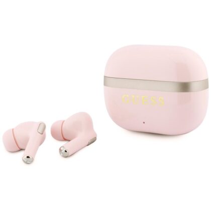 Ακουστικά TWS Guess Glossy Gold Line Classic Logo ροζ