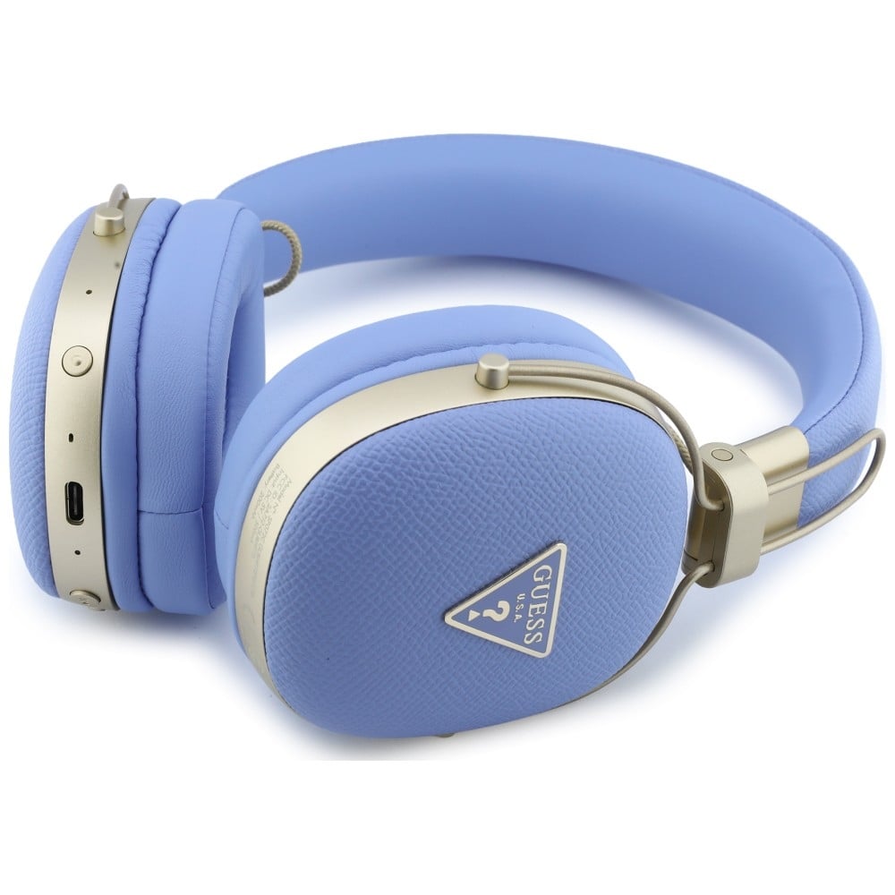 Ακουστικά Guess Grained Triangle Gold Logo Bluetooth ENC μπλε - Image 2