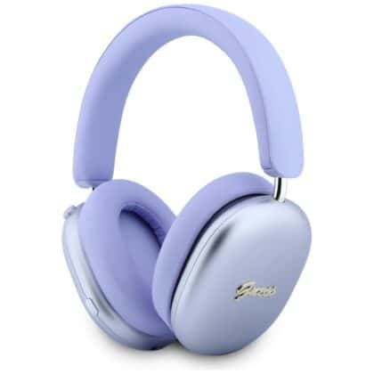 Ακουστικά Guess Bluetooth ENC Metallic Effect Metal Script Logo μωβ