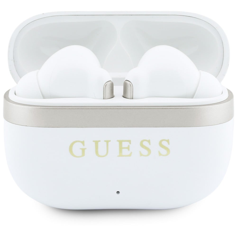Guess Earphones TWS Glossy Gold Line Classic Logo λευκό - Image 2