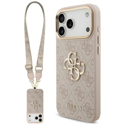 Guess 4G Big 4G Classic Logo Big Strap Metal Buttons - θήκη για Apple iPhone 18 Pro / 17 Pro - Ροζ