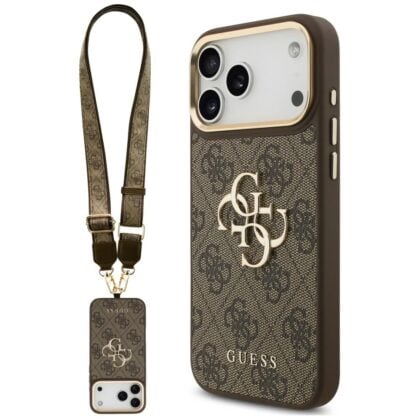 Guess 4G Big 4G Classic Logo Big Strap Metal Buttons - θήκη για Apple iPhone 18 Pro / 17 Pro - Καφέ