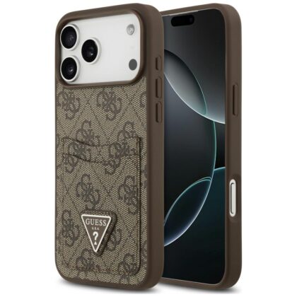 Guess 4G Double Card Triangle - θήκη για Apple iPhone 18 Pro Max / 17 Pro Max - Καφέ