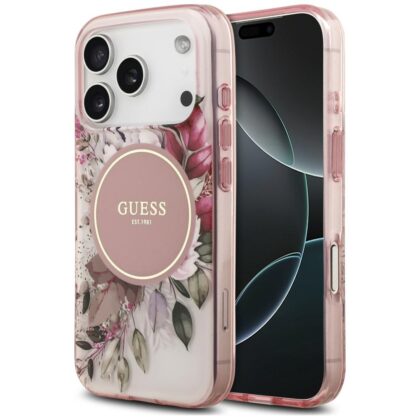 Guess IML Flower & Tonal Circle - θήκη για Apple iPhone 18 Pro / 17 Pro - Ροζ