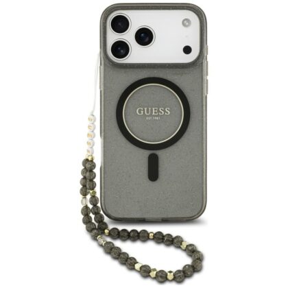 Guess IML Glitter Pearl Strap MagSafe - θήκη για Apple iPhone 18 Pro / 17 Pro - Μαύρο