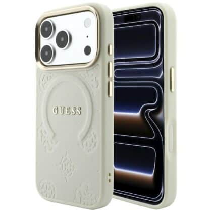 Guess Saffiano Peony & Ring - θήκη για Apple iPhone 18 Pro / 17 Pro - Μπεζ