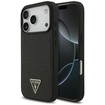 Guess Croco Triangle Logo MagSafe - θήκη για Apple iPhone 18 Pro Max / 17 Pro Max - Μαύρο