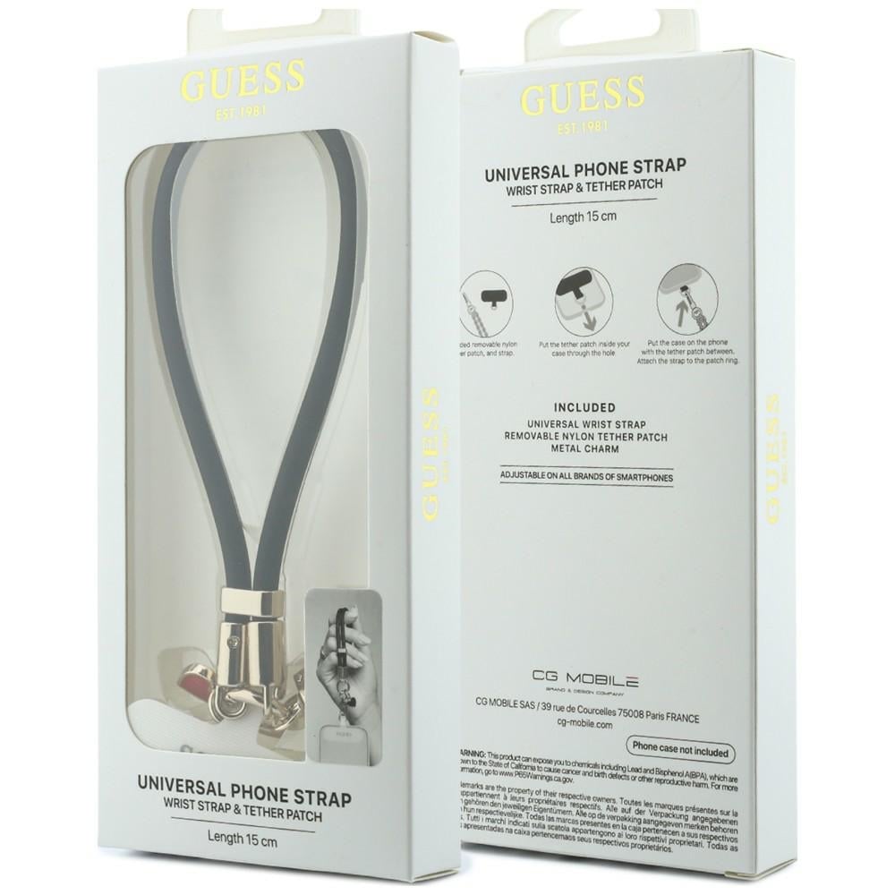 Guess Λουράκι Κινητού Wrist Strap Silicone Script Charms, Μαύρο - Image 3