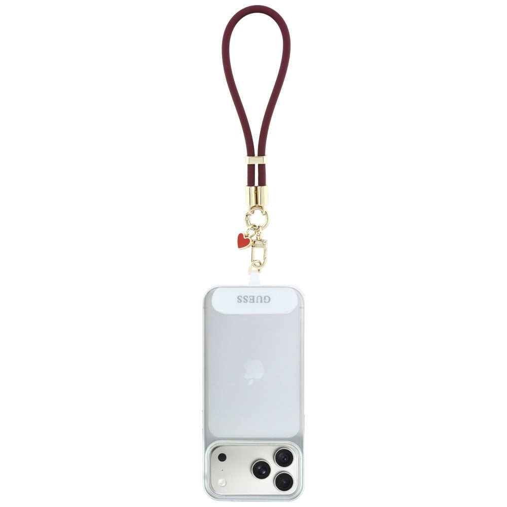Guess Wrist Strap Λουράκι Κινητού Silicone Script Charms, Μπορντό - Image 2