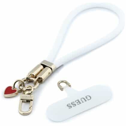 Guess Wrist Strap Λουράκι Κινητού, Σιλικόνη Script Charms, Λευκό