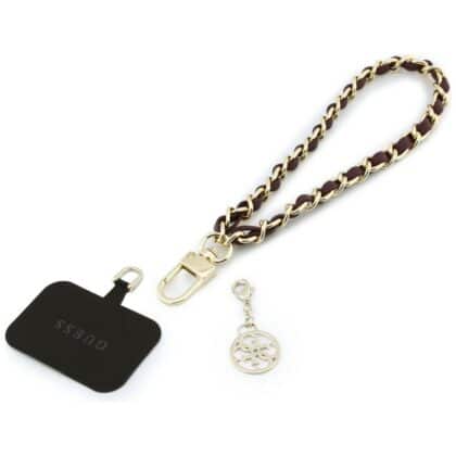 Guess Saffiano Chain 4G Charm Λουράκι Κινητού, Μπορντό