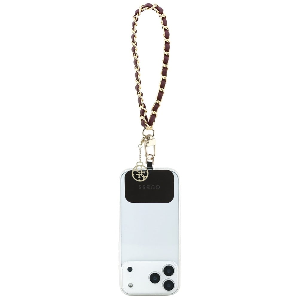 Guess Saffiano Chain 4G Charm Λουράκι Κινητού, Μπορντό - Image 3