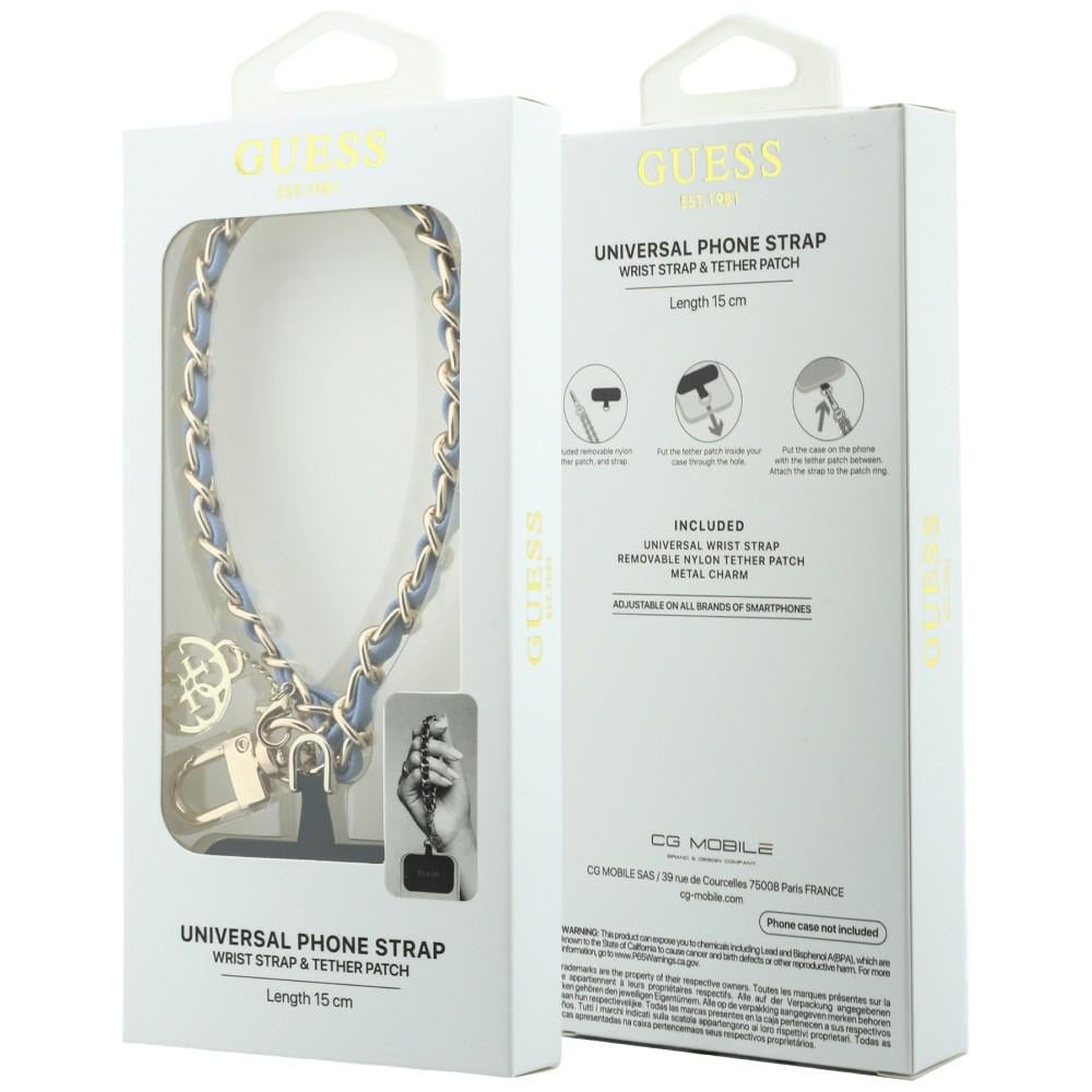 Guess Saffiano Chain 4G Charm Λουράκι Τηλεφώνου, Μπλε - Image 4