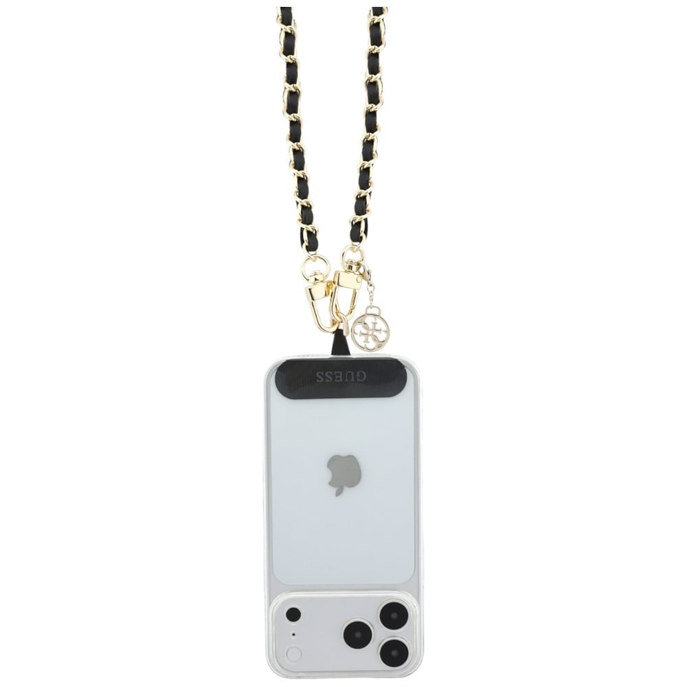 Guess Saffiano Chain 4G Charm Λουράκι Κινητού, Μαύρο - Image 2