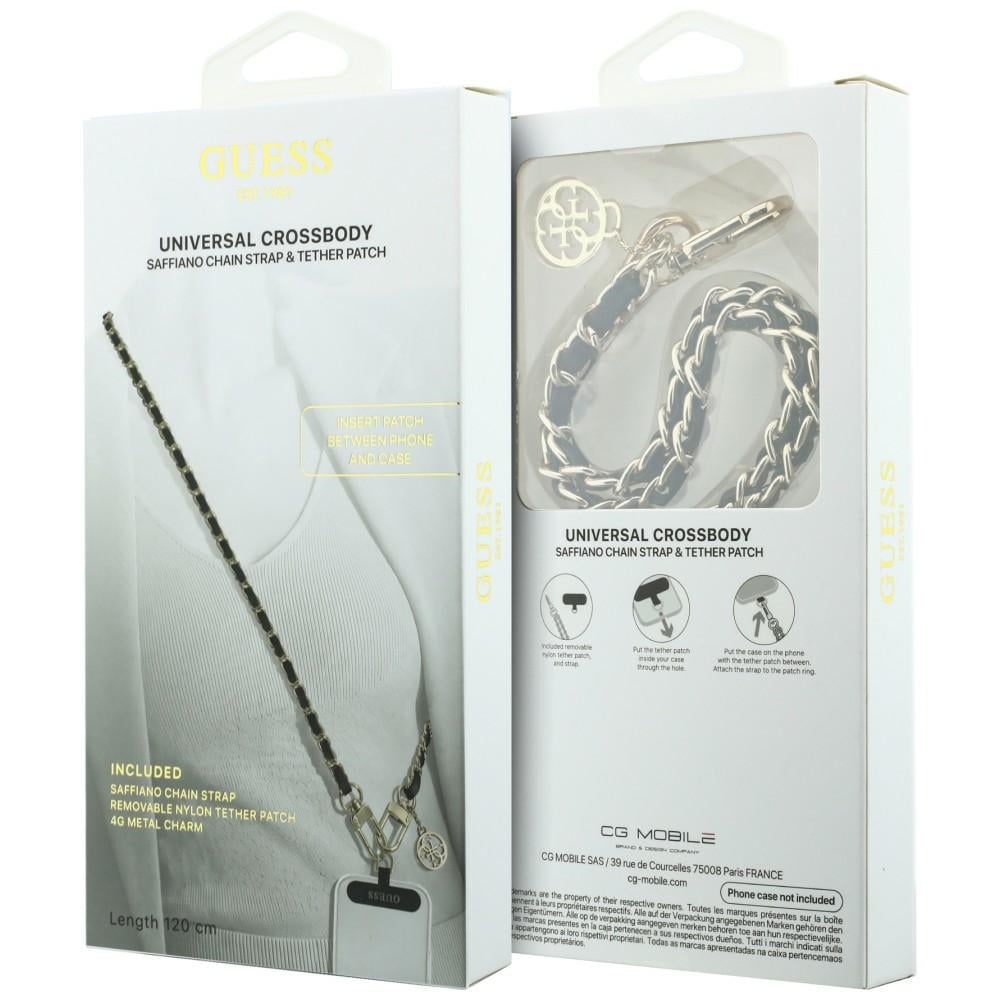 Guess Saffiano Chain 4G Charm Λουράκι Κινητού, Μαύρο - Image 3
