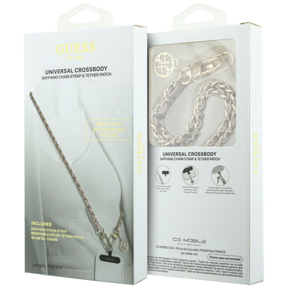 Guess Saffiano Chain 4G Charm Λουράκι Κινητού, Ροζ - Image 3