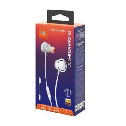 JBL Quantum 50 C Ενσύρματα Ακουστικά In-Ear Gaming, Λευκά, EU