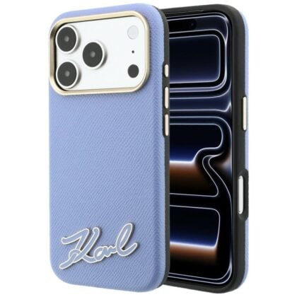 Θήκη Karl Lagerfeld Grained με Resin Signature Logo MagSafe για iPhone 18 Pro Max/17 Pro Max Μπλε