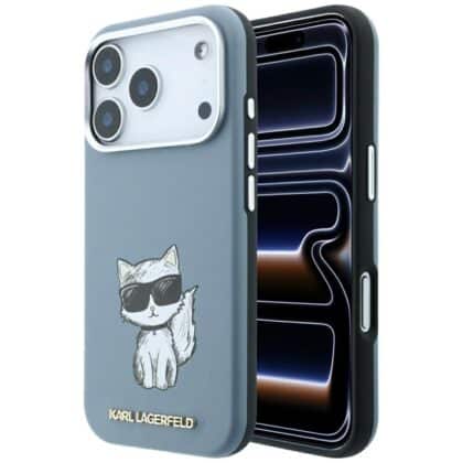 Karl Lagerfeld Smooth Leather Choupette Sketch - θήκη για Apple iPhone 18 Pro Max / 17 Pro Max - Μπλε