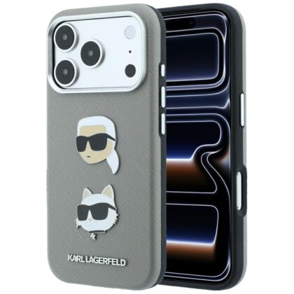 Karl Lagerfeld Karl & Choupette Heads Pins Logo - θήκη για Apple iPhone 18 Pro / 17 Pro - Γκρι