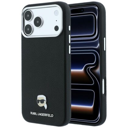 Karl Lagerfeld Grained Karl Head Metal - θήκη για Apple iPhone 18 Pro / 17 Pro - Μαύρο