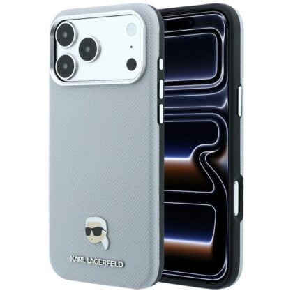 Karl Lagerfeld Grained Karl Head Metal - θήκη για Apple iPhone 18 Pro Max / 17 Pro Max - Γκρι