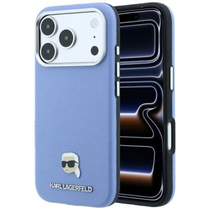 Karl Lagerfeld Grained Karl Head Metal - θήκη για Apple iPhone 18 Pro / 17 Pro - Μπλε