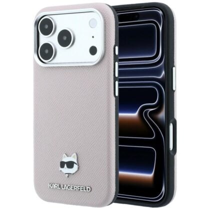 Karl Lagerfeld Grained Choupette Head Metal - θήκη για Apple iPhone 18 Pro Max / 17 Pro Max - Ροζ