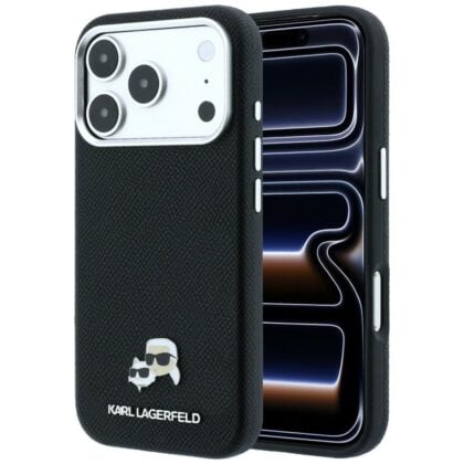 Karl Lagerfeld Grained Heads Metal - θήκη για Apple iPhone 18 Pro / 17 Pro - Μαύρο