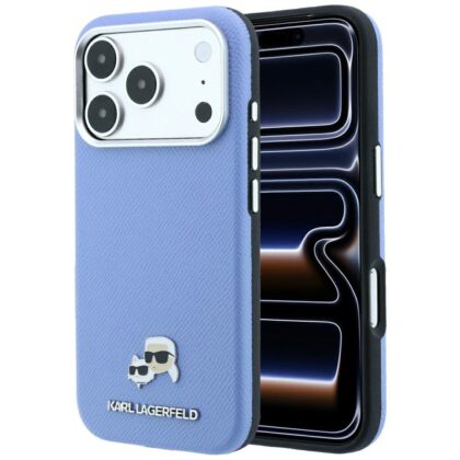 Karl Lagerfeld Grained Heads Metal - θήκη για Apple iPhone 18 Pro / 17 Pro - Μπλε