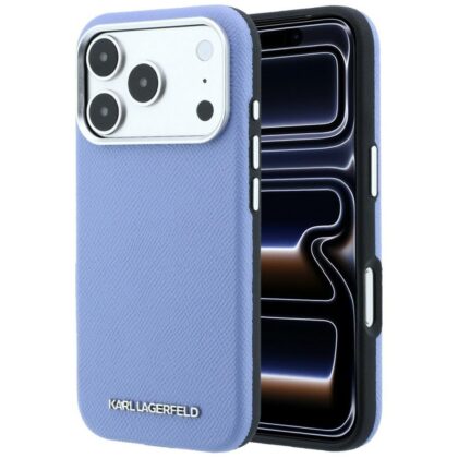 Karl Lagerfeld Grained Elongated Logo - θήκη για Apple iPhone 18 Pro / 17 Pro - Μπλε