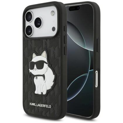 Karl Lagerfeld Saffiano Mono Patch Choupette - θήκη για Apple iPhone 18 Pro / 17 Pro - Μαύρο