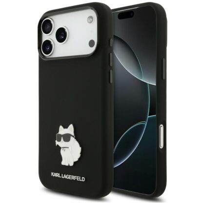 Karl Lagerfeld Silicone Choupette Metal Pin - θήκη για Apple iPhone 18 Pro Max / 17 Pro Max - Μαύρο