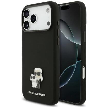 Karl Lagerfeld Silicone Karl&Choupette Metal Pin - θήκη για Apple iPhone 18 Pro Max / 17 Pro Max - Μαύρο
