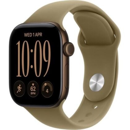 Apple Watch Series 12 GPS 46mm Σκούρο Μπρονζέ Αλουμίνιο, Ελιά Σπορ Λουράκι S/M EU MJEF4