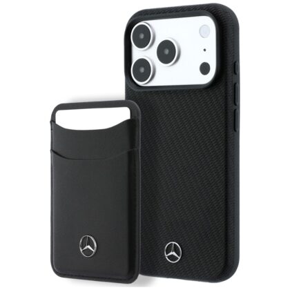 Mercedes Grill Pattern and Card Wallet Leather - θήκη για Apple iPhone 18 Pro Max / 17 Pro Max - Μαύρο