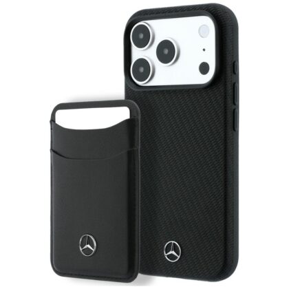 Mercedes Grill Pattern and Card Wallet Leather - θήκη για Apple iPhone 18 Pro / 17 Pro - Μαύρο