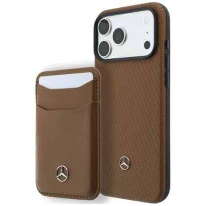 Mercedes Grill Pattern & Card Wallet Leather - θήκη για Apple iPhone 18 Pro Max / 17 Pro Max - Καφέ
