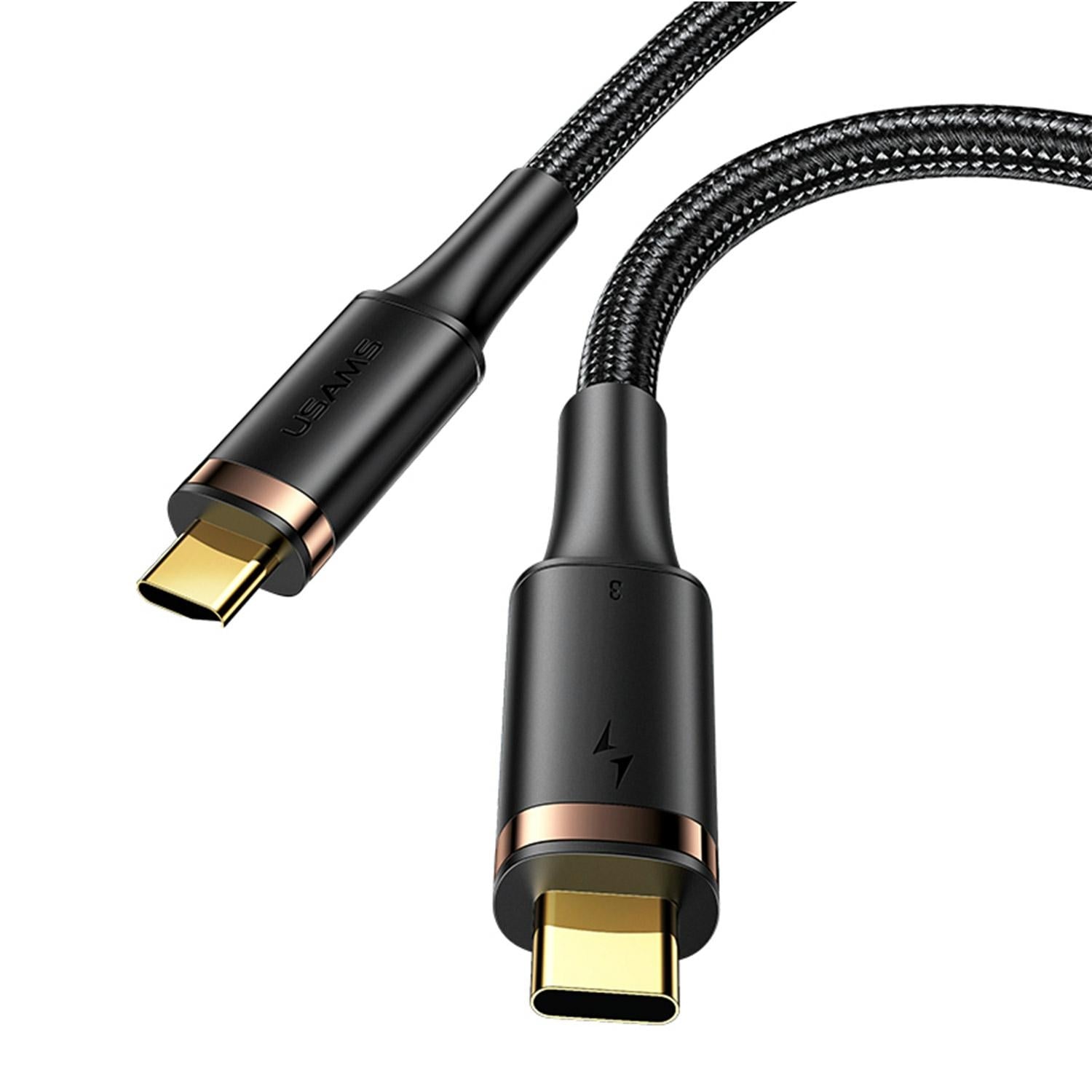 USAMS U72 Καλώδιο USB-C σε USB-C 100W PD Thunderbolt 3 5A 0.8m μαύρο SJ553USB01 (US-SJ553) - Image 3