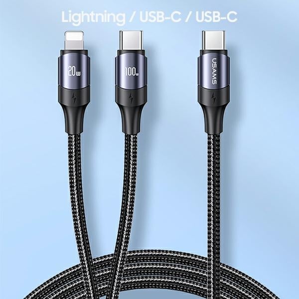 USAMS U71 Καλώδιο USB-C/Lightning σε USB-C 1,2m 100W PD Γρήγορη Φόρτιση μαύρο SJ550USB01 (US-SJ550) - Image 2