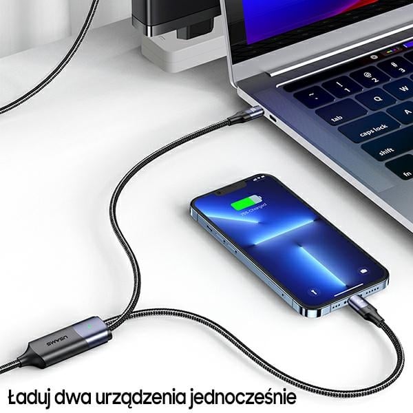 USAMS U71 Καλώδιο USB-C/Lightning σε USB-C 1,2m 100W PD Γρήγορη Φόρτιση μαύρο SJ550USB01 (US-SJ550) - Image 3