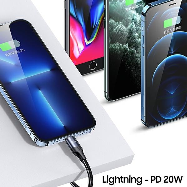USAMS U71 Καλώδιο USB-C/Lightning σε USB-C 1,2m 100W PD Γρήγορη Φόρτιση μαύρο SJ550USB01 (US-SJ550) - Image 5