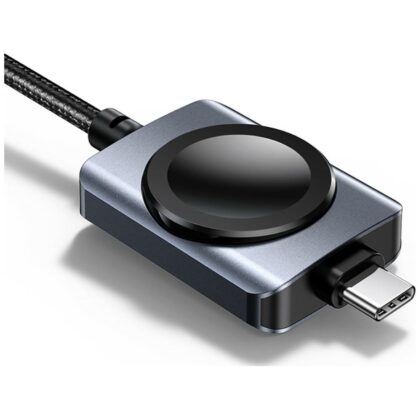 USAMS SJ821 U113 Καλώδιο USB-C σε USB-C Γρήγορης Φόρτισης 100W + Ασύρματος Φορτιστής Ρολογιού 1,2 μ Μαύρο