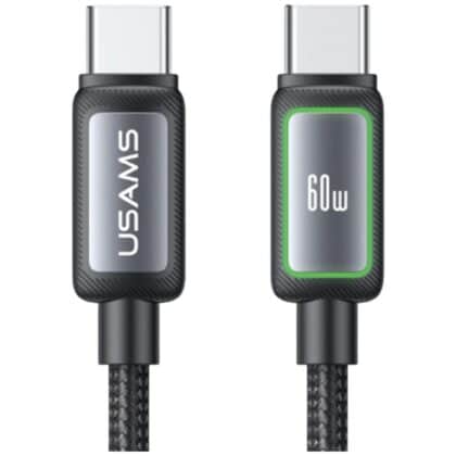 USAMS SJ815 U110 Καλώδιο USB-C σε Lightning, RGB, Γρήγορη Φόρτιση 60W, 1.2 m, Μαύρο
