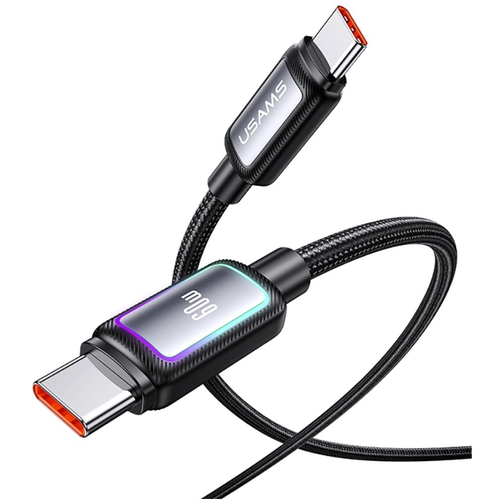 USAMS Καλώδιο USB-C σε Lightning SJ815 U110 RGB Γρήγορη Φόρτιση 60W 1.2 m Μαύρο - Image 2