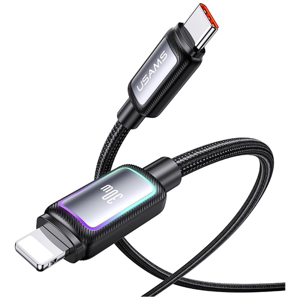 USAMS Καλώδιο USB-C σε Lightning SJ816 U110 RGB Γρήγορης Φόρτισης 30W Αλουμινίου 1.2 m Λευκό - Image 2